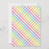 Invitation Fête bébé arc-en-ciel Gingham Pastel Bleu (Dos)