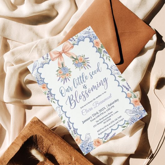 Invitation Fête bébé Arc-en-ciel Hydrangea coquette 