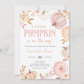 Invitation Fête bébé automne Citrouille Rose (Devant)