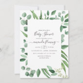 Invitation Fête bébé avec verdure d'eucalyptus (Devant)