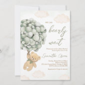 Invitation Fête bébé ballon ours vert (Devant)