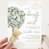Invitation Fête bébé ballon ours vert