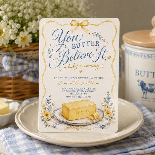Invitation Fête bébé Beurre Jaune Croyez-Le Bébé