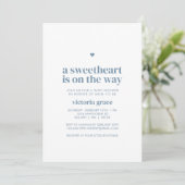 Invitation Fête Bébé Bleu Un Petit Amour (Debout devant)