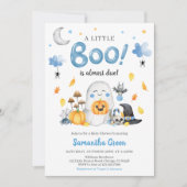 Invitation Fête Bébé Blue A Little Boo (Devant)