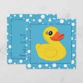 Invitation Fête bébé Canard en Caoutchouc Jaune (Devant / Derrière)