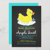 Invitation Fête bébé Canard en Caoutchouc Tableau Noir (Devant / Derrière)