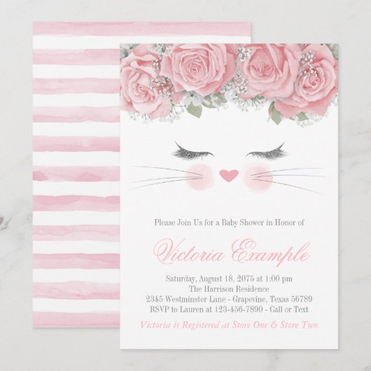 Invitation Fête bébé Chat (Devant / Derrière)