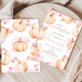 Invitation Fête bébé citrouille à ruban rose