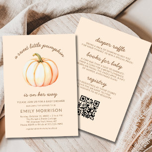 Invitation Fête Bébé Citrouille Douce Bohème Tout-en-Un