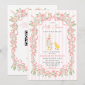 Invitation Fête bébé : Code QR Floral Rose de Silly Goose (Devant / Derrière)