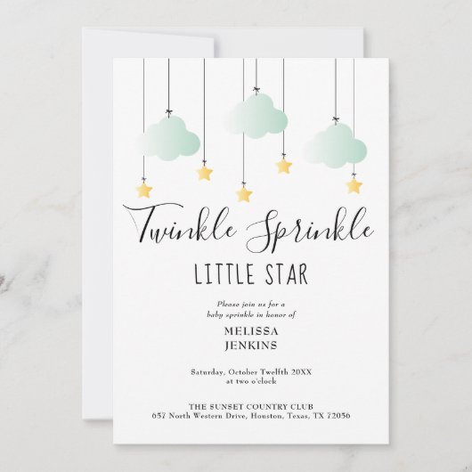 Invitation Fête bébé code QR neutre Twinkle Sprinkle (Devant)