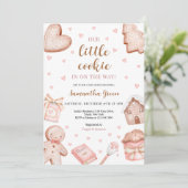 Invitation Fête Bébé Cookie Rose (Debout devant)