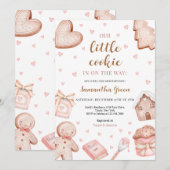 Invitation Fête Bébé Cookie Rose (Devant / Derrière)