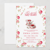 Invitation Fête bébé Coquette Rose Rouge Thé (Devant / Derrière)