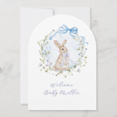 Invitation Fête bébé Couronne de fleurs sauvages et lapin de (Dos)