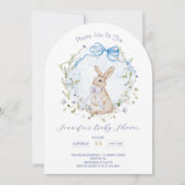 Invitation Fête bébé Couronne de fleurs sauvages et lapin de (Devant)