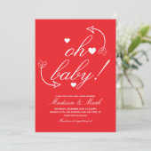 Invitation Fête bébé Doodles cœurs flottants  (Debout devant)