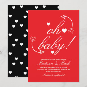 Invitation Fête bébé Doodles cœurs flottants 