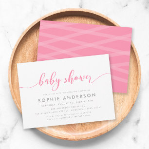 Invitation Fête bébé écriture relax rose