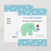 Invitation Fête bébé : éléphant en équilibre (Devant / Derrière)