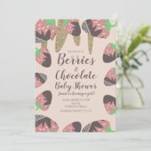 Invitation Fête bébé Fausse Paillette Chocolat Fraise (Debout devant)