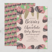 Invitation Fête bébé Fausse Paillette Chocolat Fraise (Devant / Derrière)