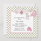 Invitation Fête bébé fille au linge rose (Dos)