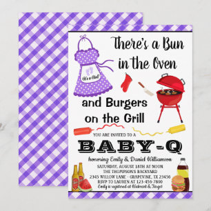 Invitation Fête bébé fille barbecue rose