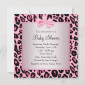Invitation Fête bébé fille chaussures noires roses léopard ro (Dos)