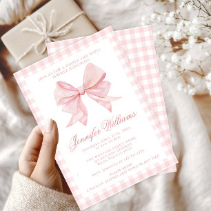 Invitation Fête bébé fille couche et lingettes à ruban rose