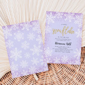 Invitation Fête Bébé Fille Flocon de Neige Rose