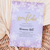Invitation Fête Bébé Fille Flocon de Neige Rose