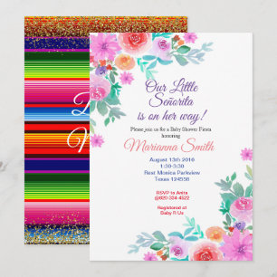 Invitation Fête Bébé Fille Señorita Fleur Fiesta O