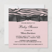 Invitation Fête bébé fille Zèbre Rose Diva (Dos)