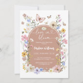 Invitation Fête bébé Fleur Sauvage Papillon en Fleur (Devant)