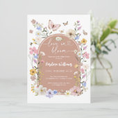 Invitation Fête bébé Fleur Sauvage Papillon en Fleur (Debout devant)