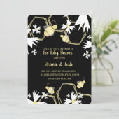 Invitation Fête bébé Fleurs Abeille et Daisy Noir Jaune (Debout devant)
