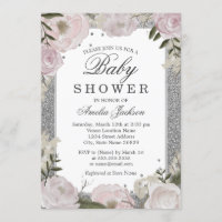 Fête bébé Fleurs Rose Pailleté Argent