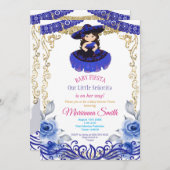 Invitation Fête Bébé Fleurs Royal Blue Fiesta Mexicaine  (Devant / Derrière)