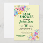 Invitation Fête bébé Fleurs sauvages pastel (Devant / Derrière)