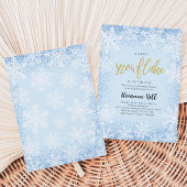 Invitation Fête Bébé Flocon de Neige Bleu