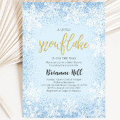 Invitation Fête Bébé Flocon de Neige Bleu
