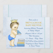 Invitation Fête bébé garçon 'Apportez un livre' (Devant / Derrière)