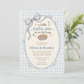 Invitation Fête Bébé Garçon au thème de Gingham Bleu (Debout devant)