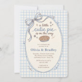 Invitation Fête Bébé Garçon au thème de Gingham Bleu (Devant)