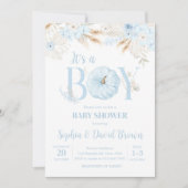Invitation Fête bébé garçon Boho citrouille (Devant)