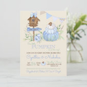 Invitation Fête bébé garçon Maison d'oiseau Patch de citrouil (Debout devant)