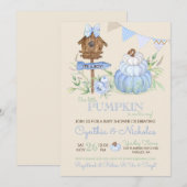 Invitation Fête bébé garçon Maison d'oiseau Patch de citrouil (Devant / Derrière)