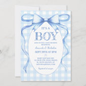Invitation Fête Bébé Garçon Ruban Bleu  (Devant)
